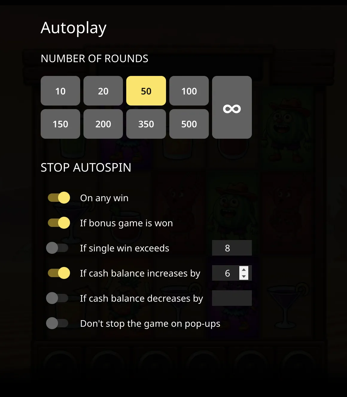 Desert Squeeze slot Autoplay stop conditions