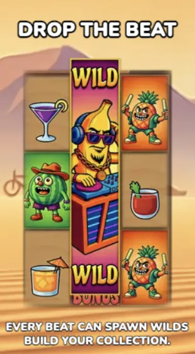 Desert Squeeze slot Drop the Beat feature spawning wild symbols on reel