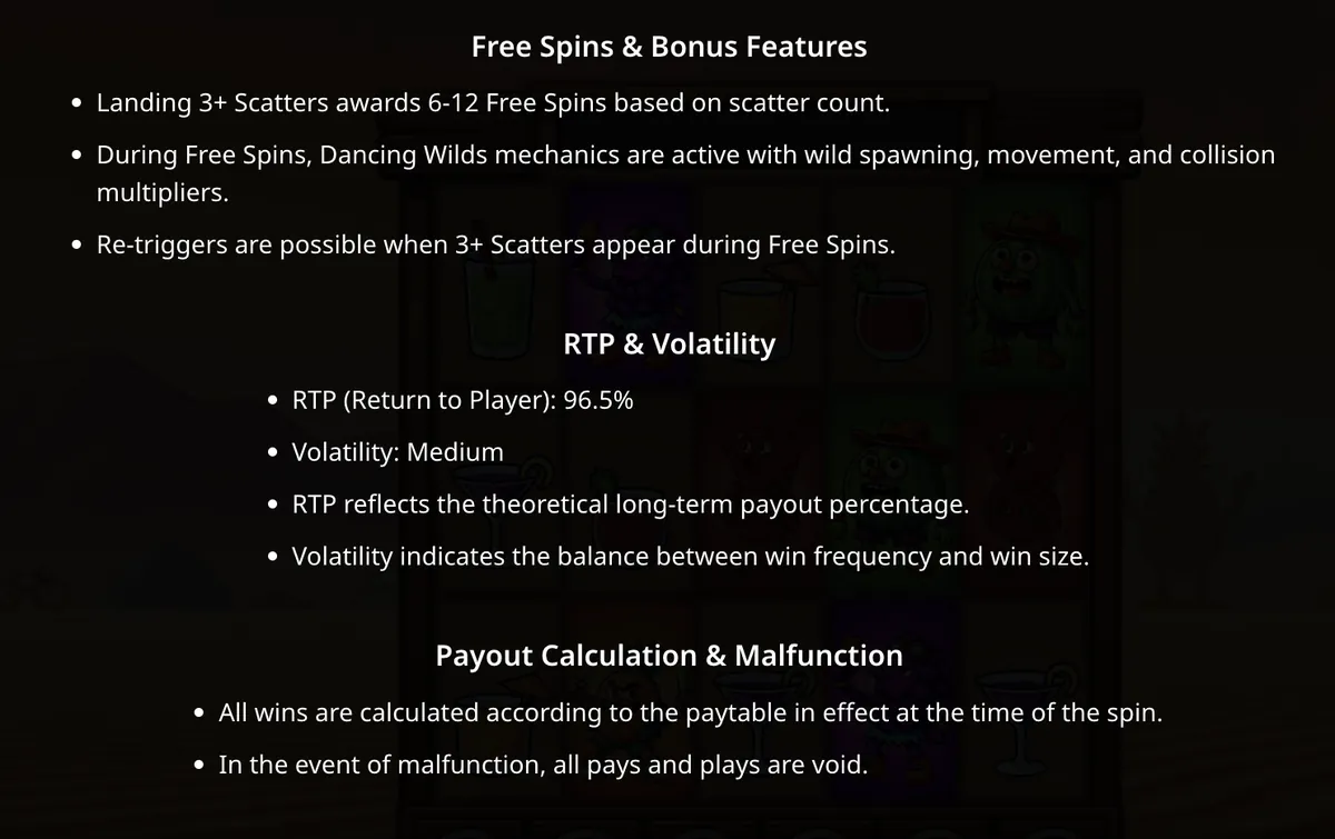 Desert Squeeze slot RTP volatility and payout calculation information screen